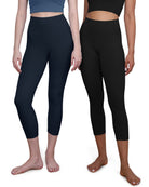 ODCLOUD 2-Pack 19" High Waist Yoga Capris Black+Deep Navy - ododos