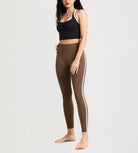 25" ODCLOUD High Waist Yoga Pants Leggings for Women with white side-piping - ododos
