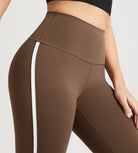 25" ODCLOUD High Waist Yoga Pants Leggings for Women with white side-piping - ododos