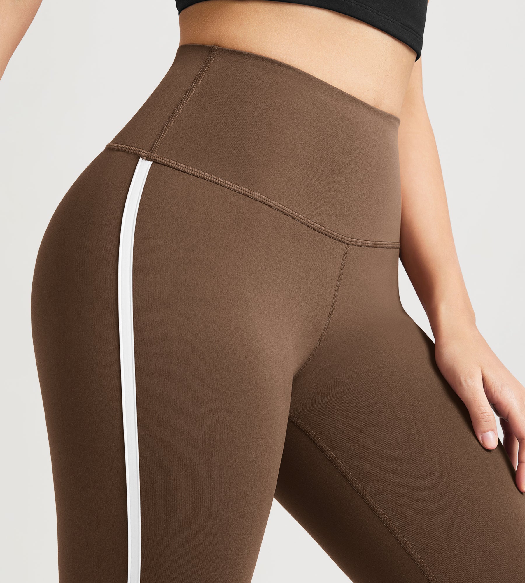 25" ODCLOUD High Waist Yoga Pants Leggings for Women with white side-piping - ododos