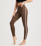 25" ODCLOUD High Waist Yoga Pants Leggings for Women with white side-piping - ododos