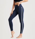 25" ODCLOUD High Waist Yoga Pants Leggings for Women with white side-piping - ododos