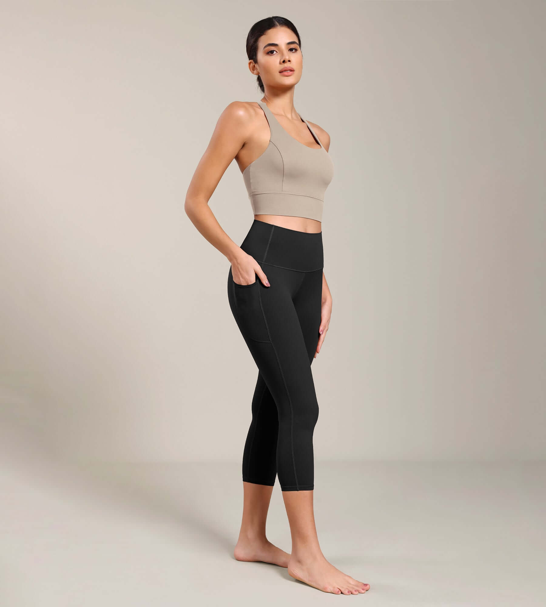 Odcloud Lounge Yoga 21" High Waist Capris Leggings with Pockets - ododos