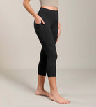 Odcloud Lounge Yoga 21" High Waist Capris Leggings with Pockets Black - ododos