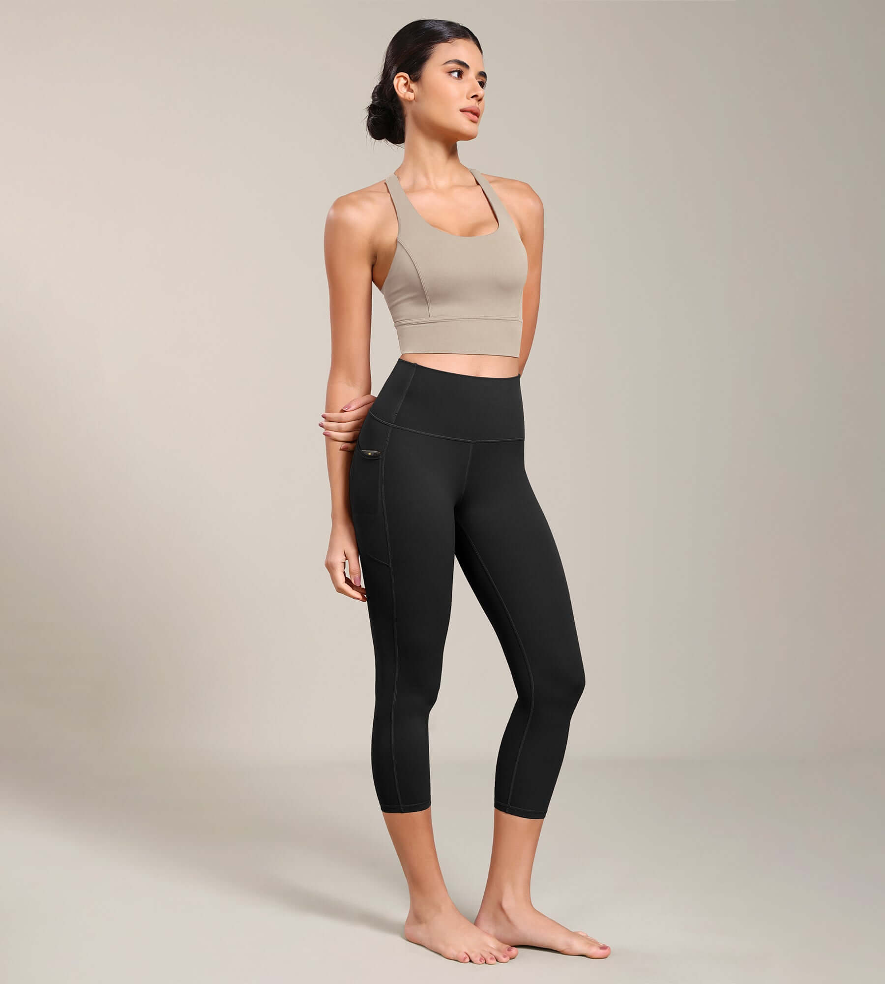 Odcloud Lounge Yoga 21" High Waist Capris Leggings with Pockets - ododos