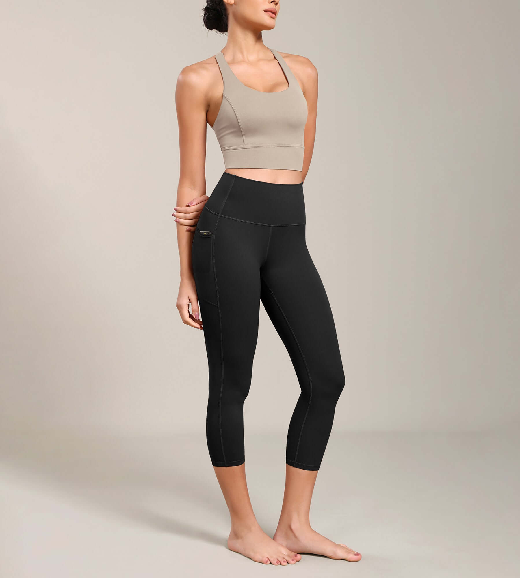 Odcloud Lounge Yoga 21" High Waist Capris Leggings with Pockets - ododos