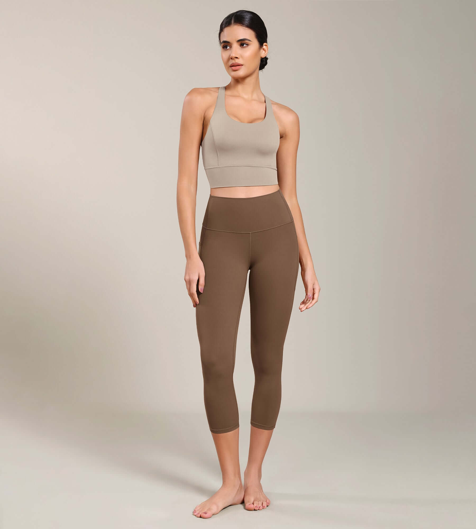 Odcloud Lounge Yoga 21" High Waist Capris Leggings with Pockets - ododos