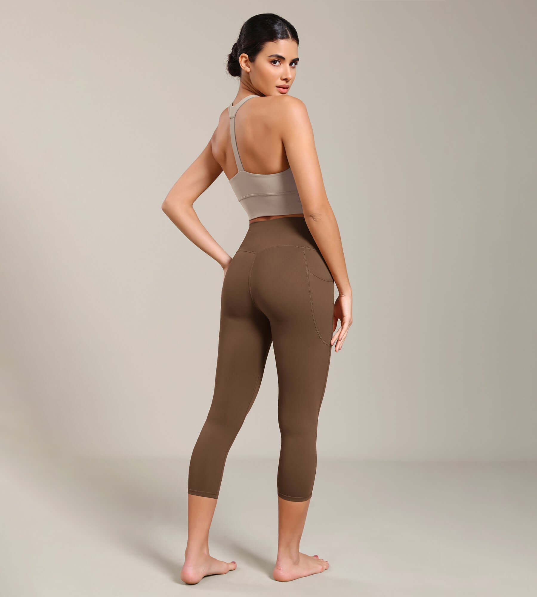 Odcloud Lounge Yoga 21" High Waist Capris Leggings with Pockets - ododos