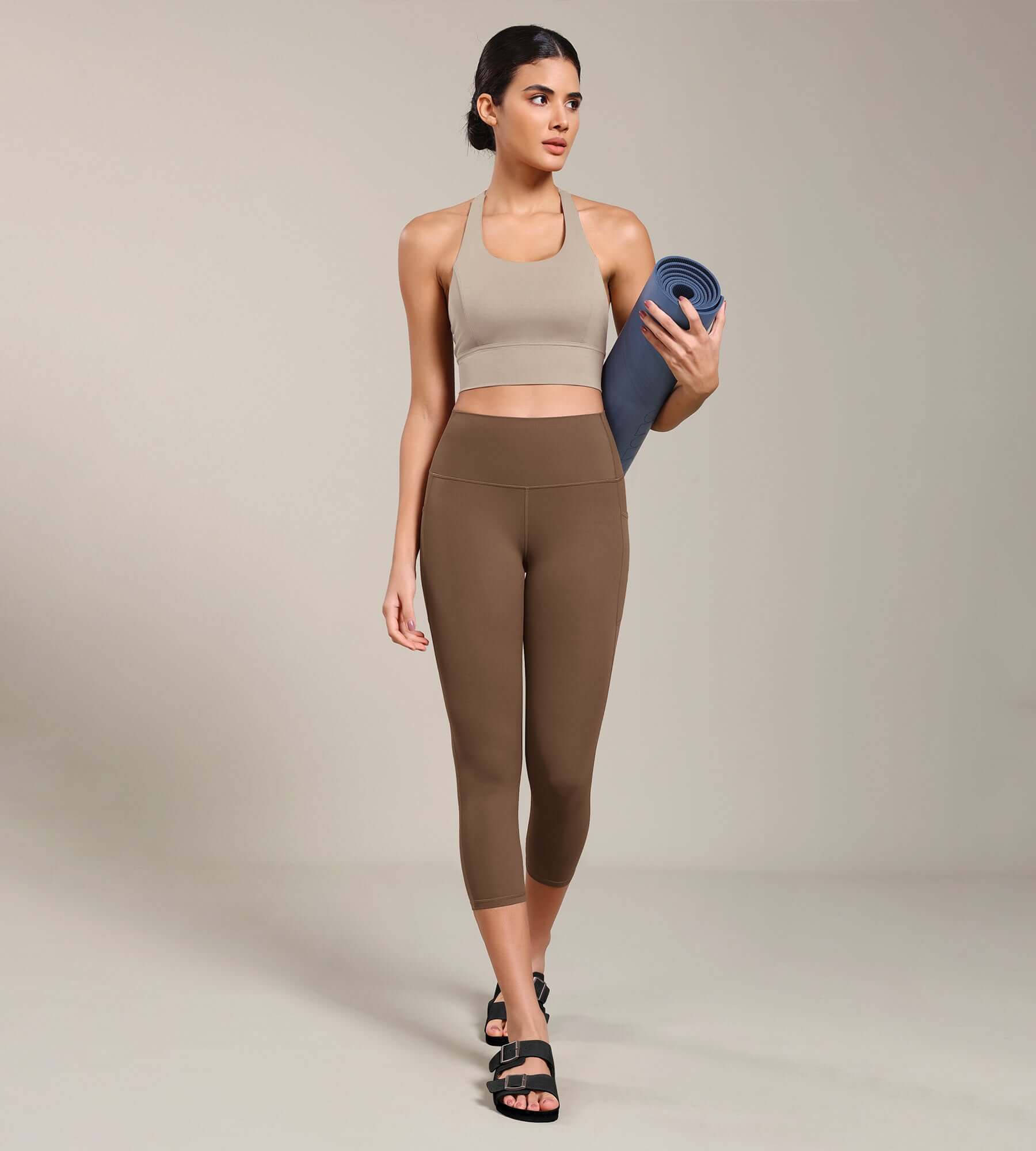 Odcloud Lounge Yoga 21" High Waist Capris Leggings with Pockets - ododos