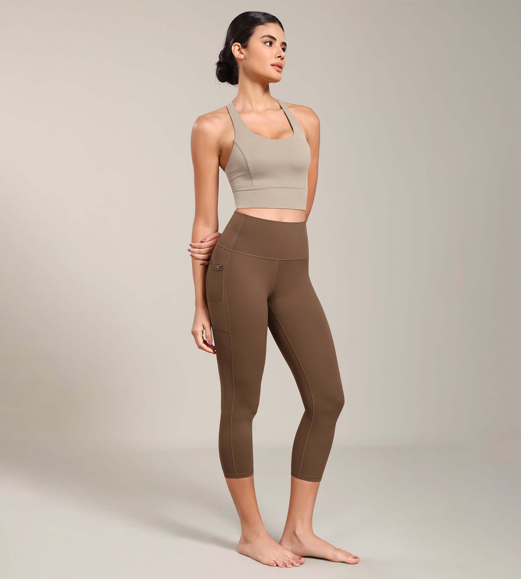 Odcloud Lounge Yoga 21" High Waist Capris Leggings with Pockets - ododos