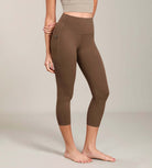 Odcloud Lounge Yoga 21" High Waist Capris Leggings with Pockets Brunette - ododos
