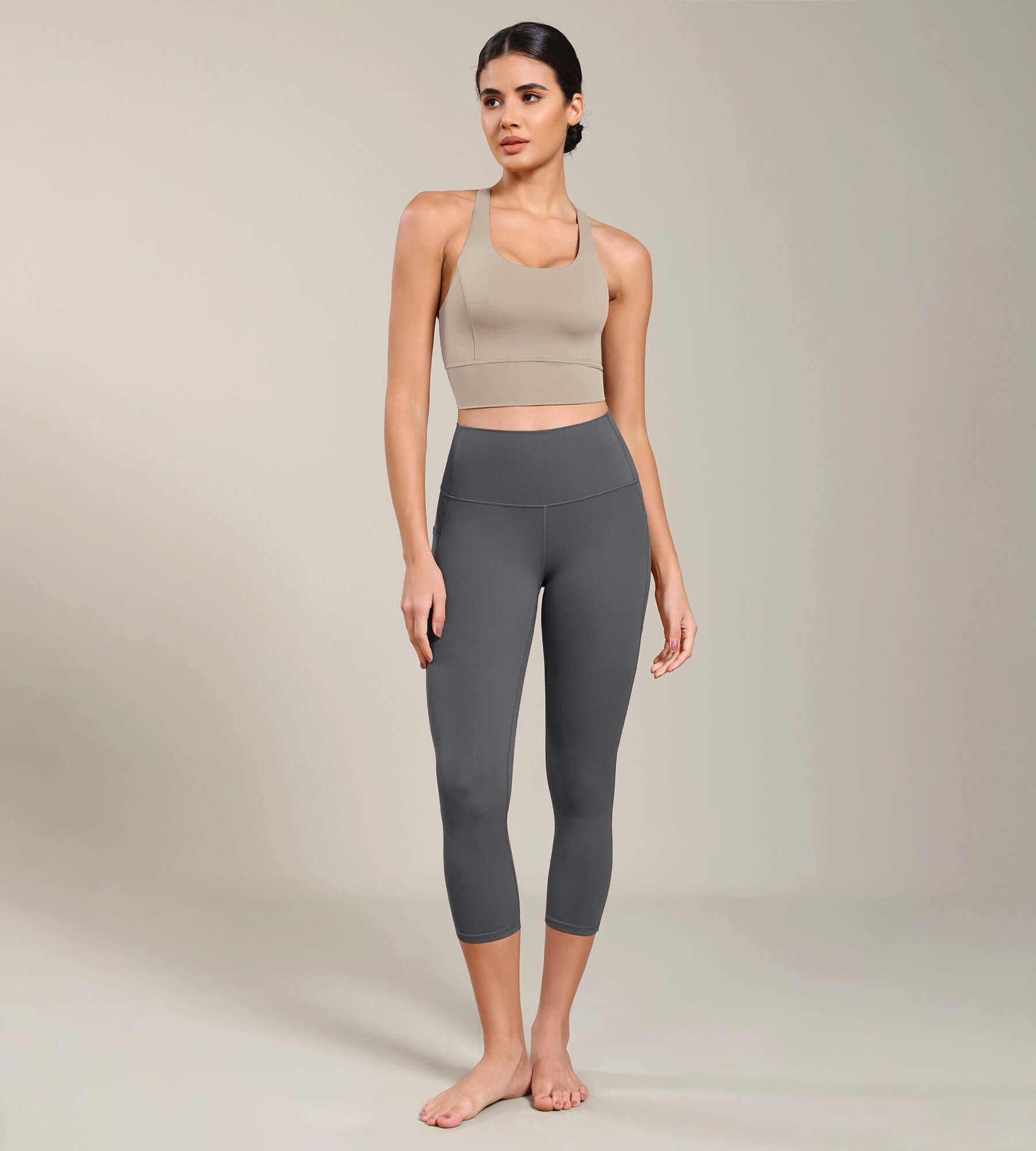 Odcloud Lounge Yoga 21" High Waist Capris Leggings with Pockets - ododos