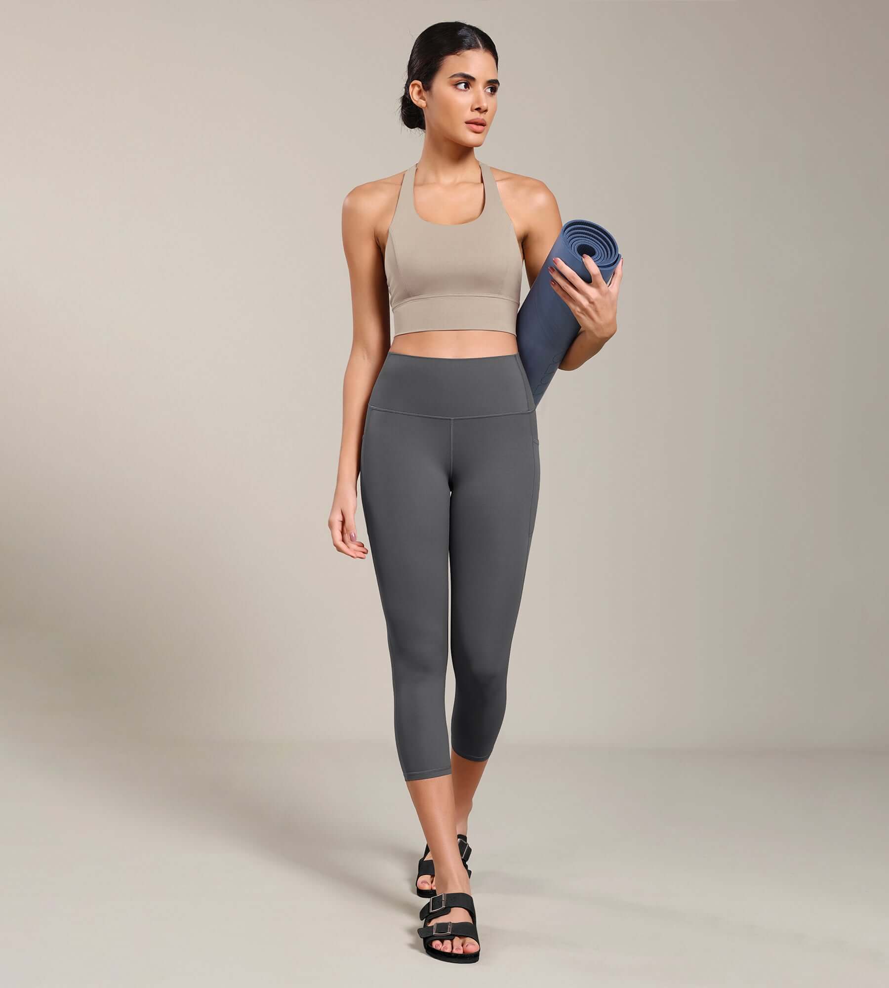 Odcloud Lounge Yoga 21" High Waist Capris Leggings with Pockets - ododos