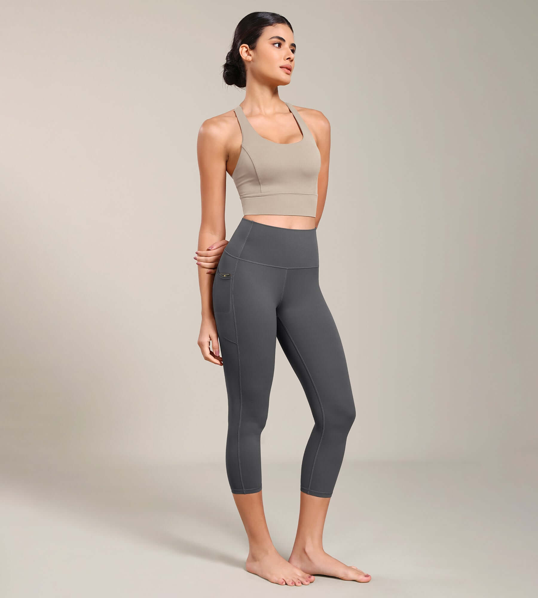 Odcloud Lounge Yoga 21" High Waist Capris Leggings with Pockets - ododos