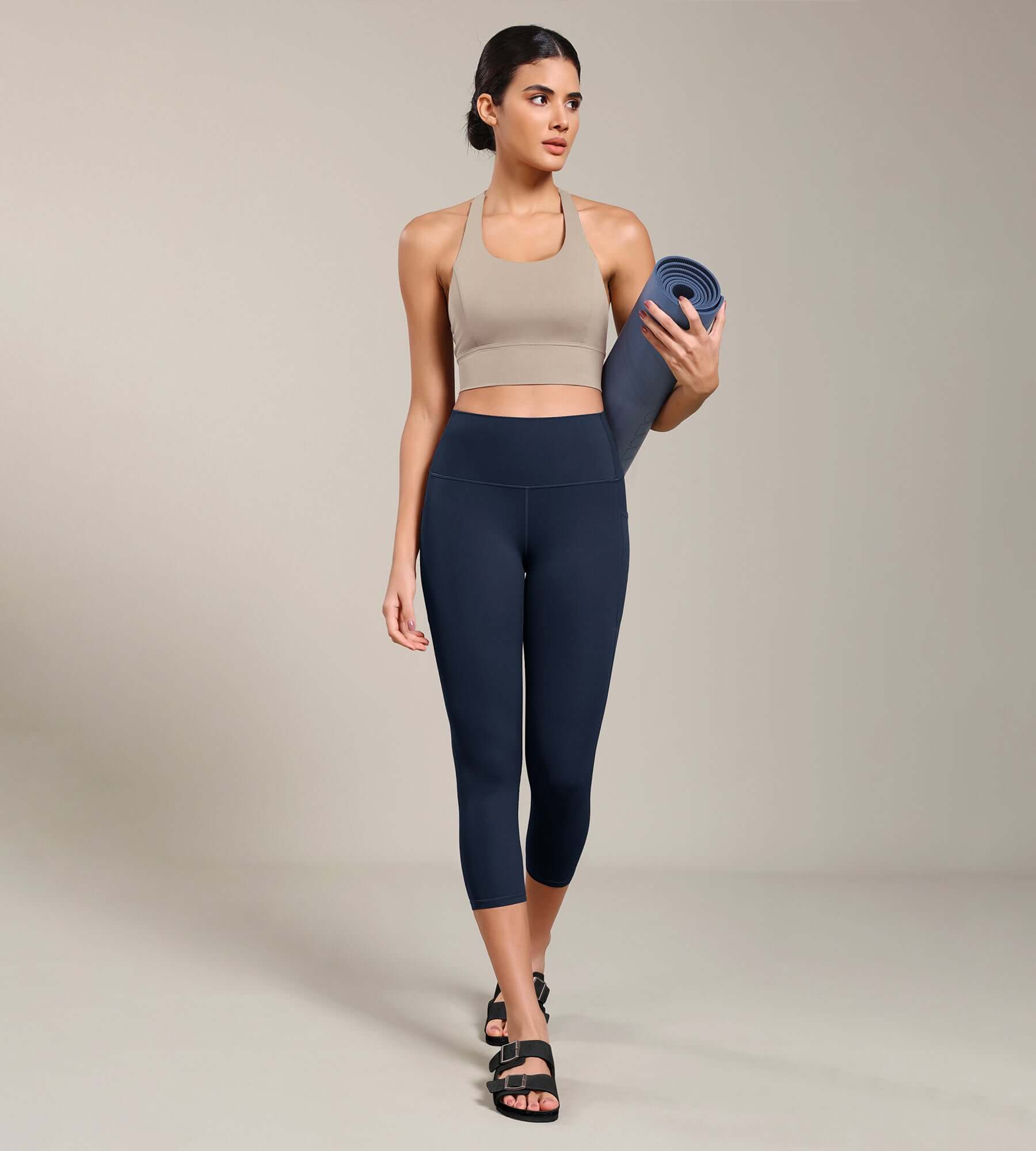 Odcloud Lounge Yoga 21" High Waist Capris Leggings with Pockets - ododos