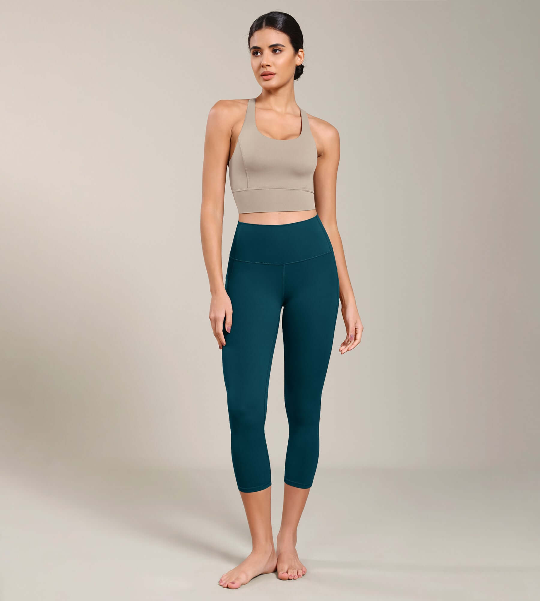 Odcloud Lounge Yoga 21" High Waist Capris Leggings with Pockets - ododos