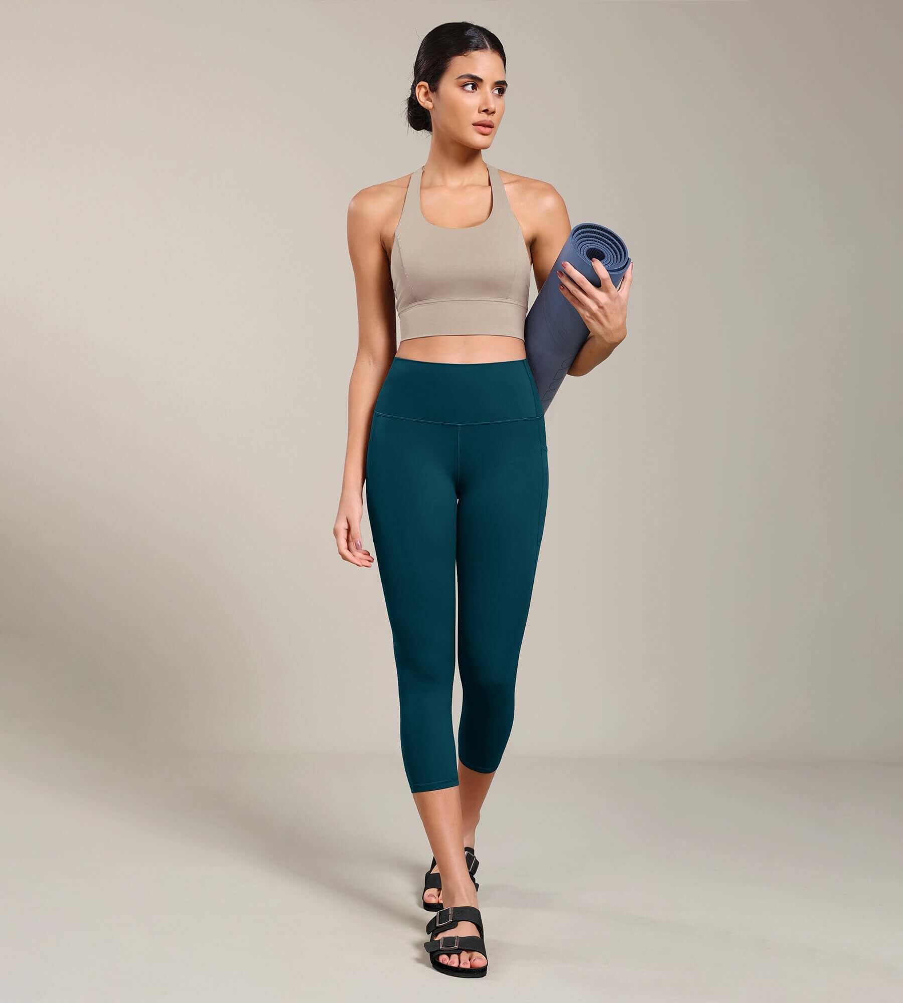 Odcloud Lounge Yoga 21" High Waist Capris Leggings with Pockets - ododos