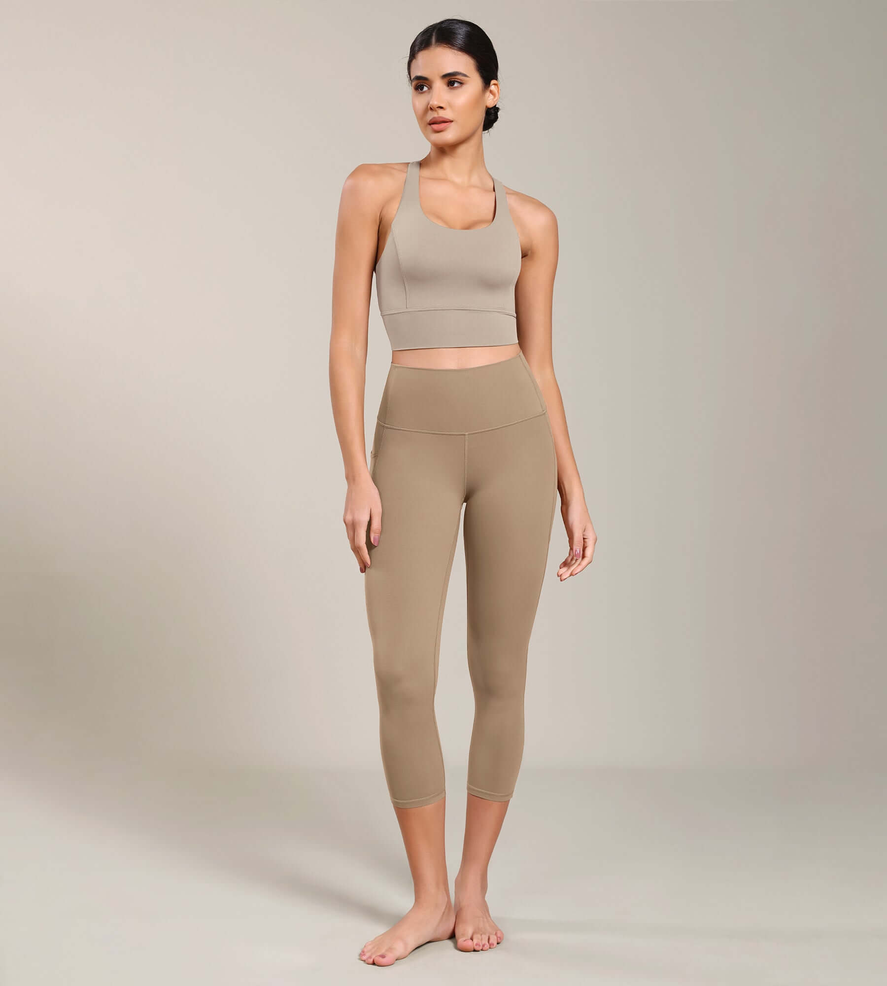 Odcloud Lounge Yoga 21" High Waist Capris Leggings with Pockets - ododos