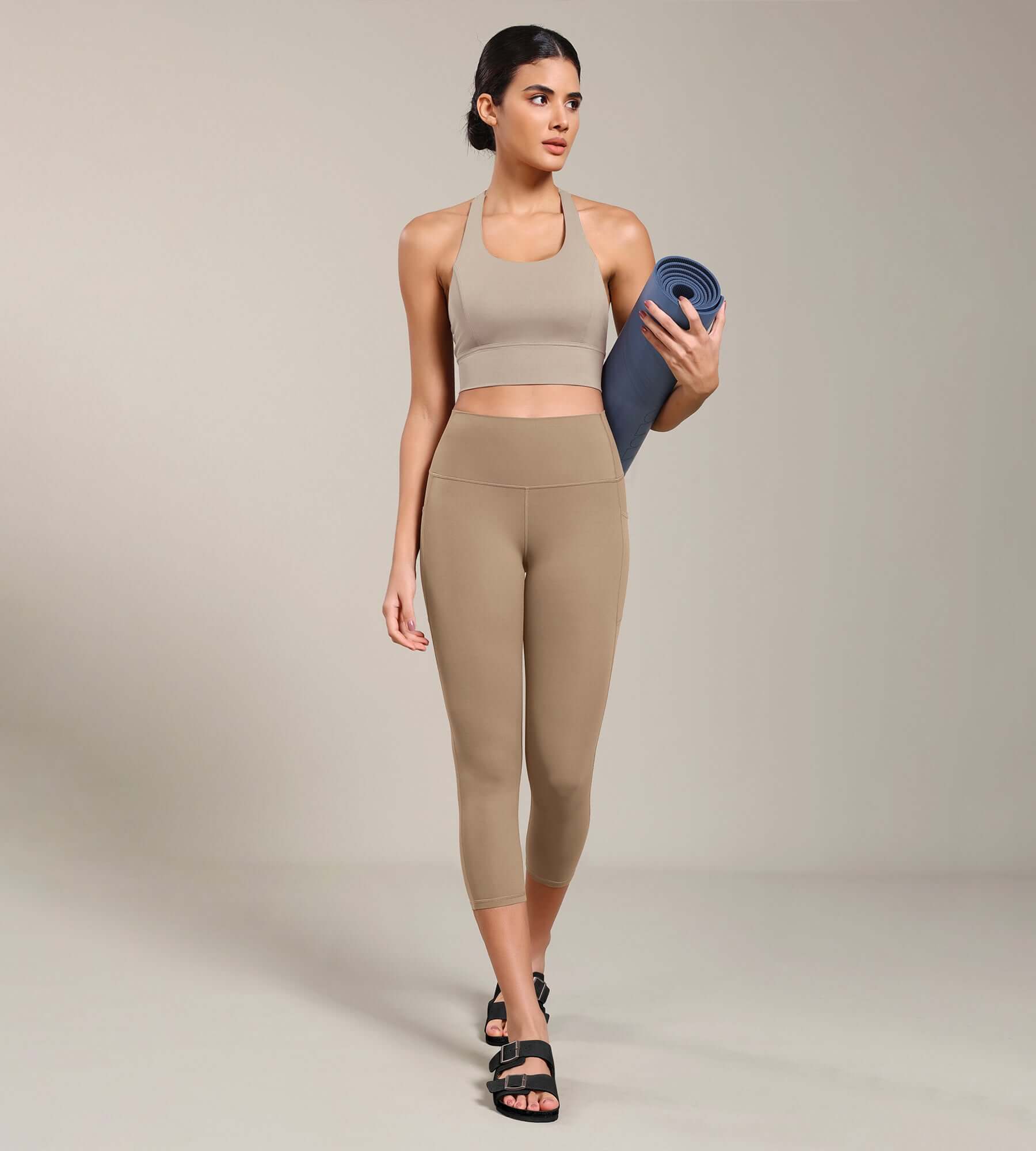 Odcloud Lounge Yoga 21" High Waist Capris Leggings with Pockets - ododos