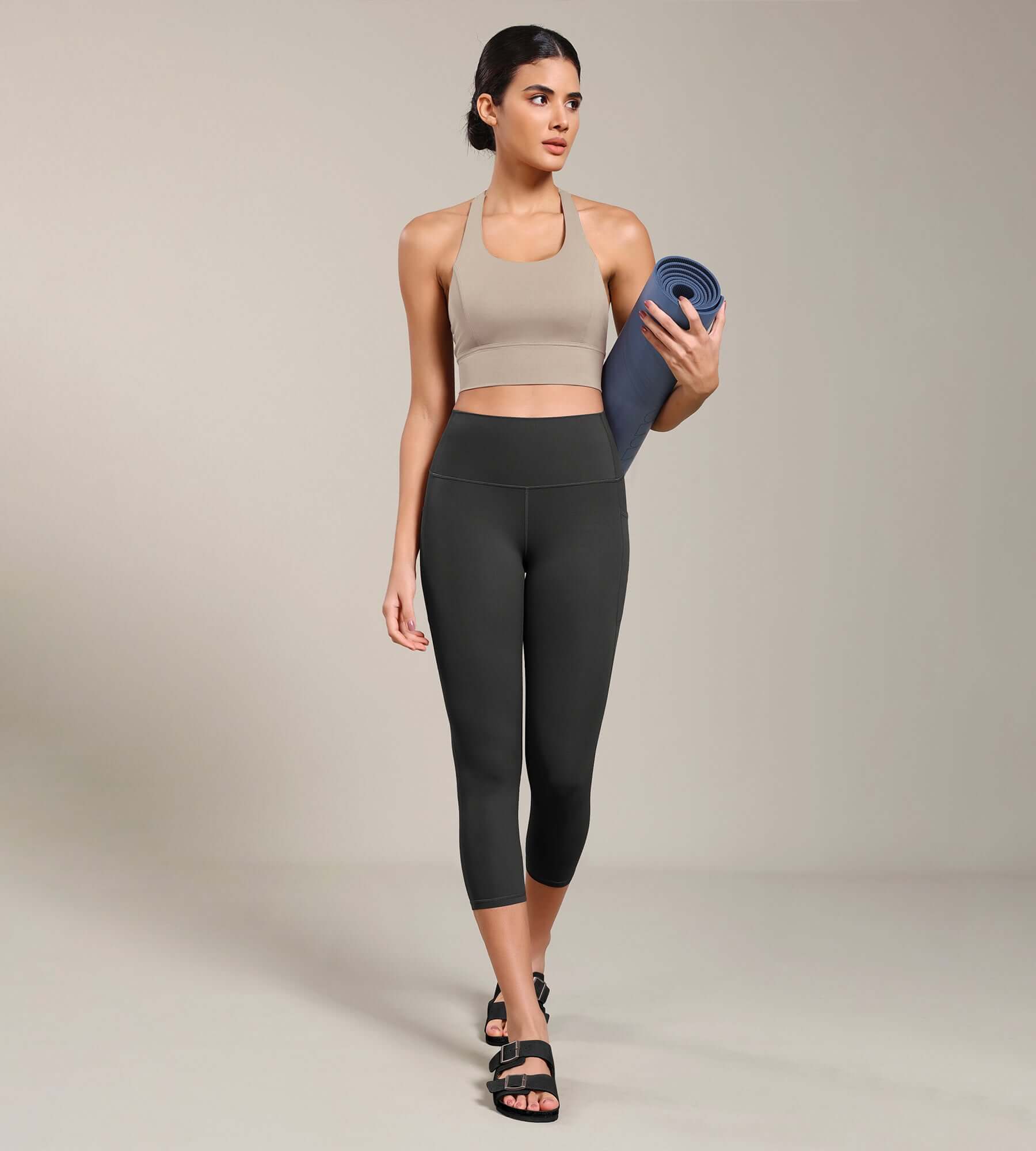 Odcloud Lounge Yoga 21" High Waist Capris Leggings with Pockets - ododos