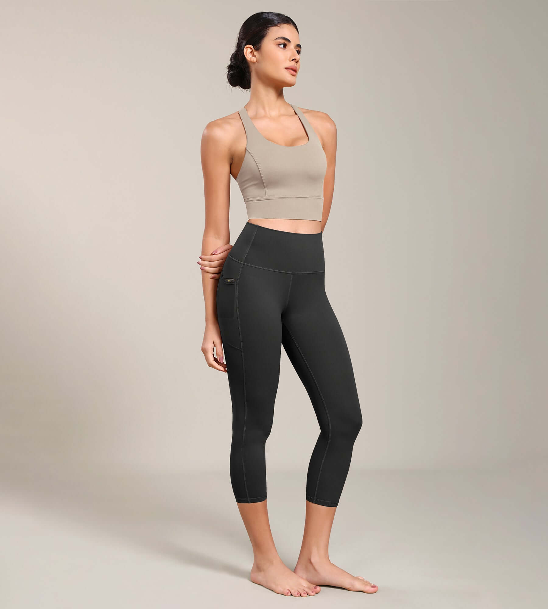 Odcloud Lounge Yoga 21" High Waist Capris Leggings with Pockets - ododos