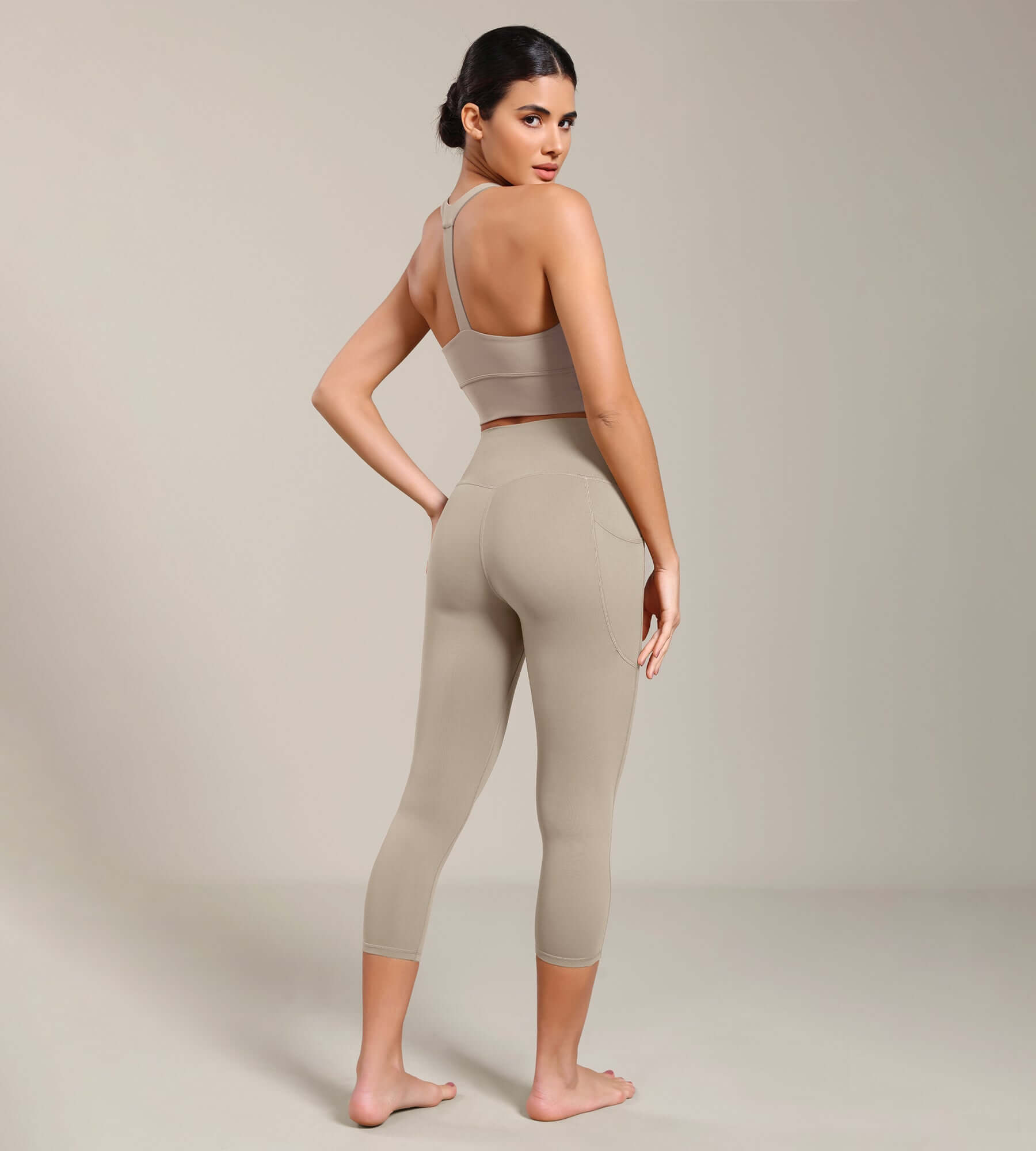 Odcloud Lounge Yoga 21" High Waist Capris Leggings with Pockets - ododos