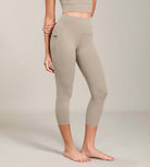 Odcloud Lounge Yoga 21" High Waist Capris Leggings with Pockets Shaker Beige - ododos