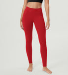 ODCLOUD 28” Buttery Soft Lounge Yoga Leggings with Pockets Red - ododos