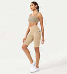 ODCLOUD 10" High Waist Lounge Yoga Shorts Beige - ododos