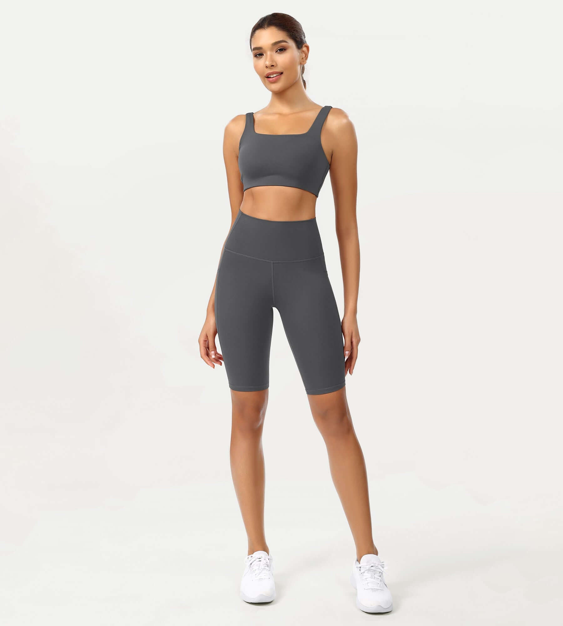 ODCLOUD 10" High Waist Lounge Yoga Shorts Charcoal - ododos
