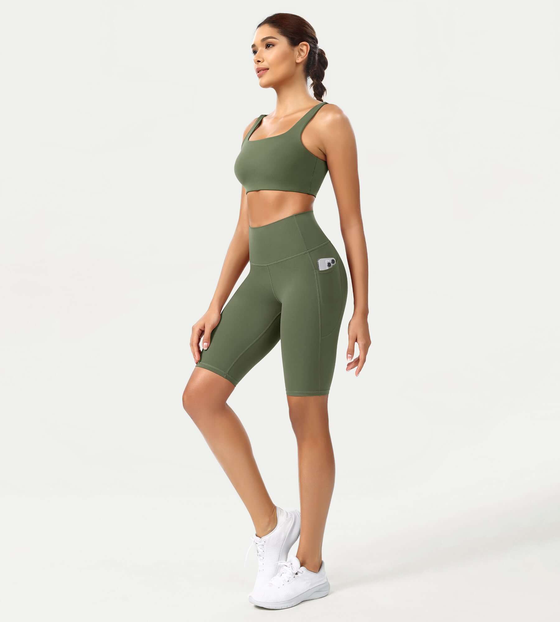 ODCLOUD 10" High Waist Lounge Yoga Shorts Dark Olive - ododos