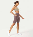 ODCLOUD 10" High Waist Lounge Yoga Shorts Purple Taupe - ododos