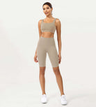 ODCLOUD 10" High Waist Lounge Yoga Shorts Shaker Beige - ododos