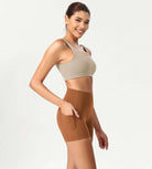 ODCLOUD 4" High Waist Lounge Yoga Shorts Caramel - ododos