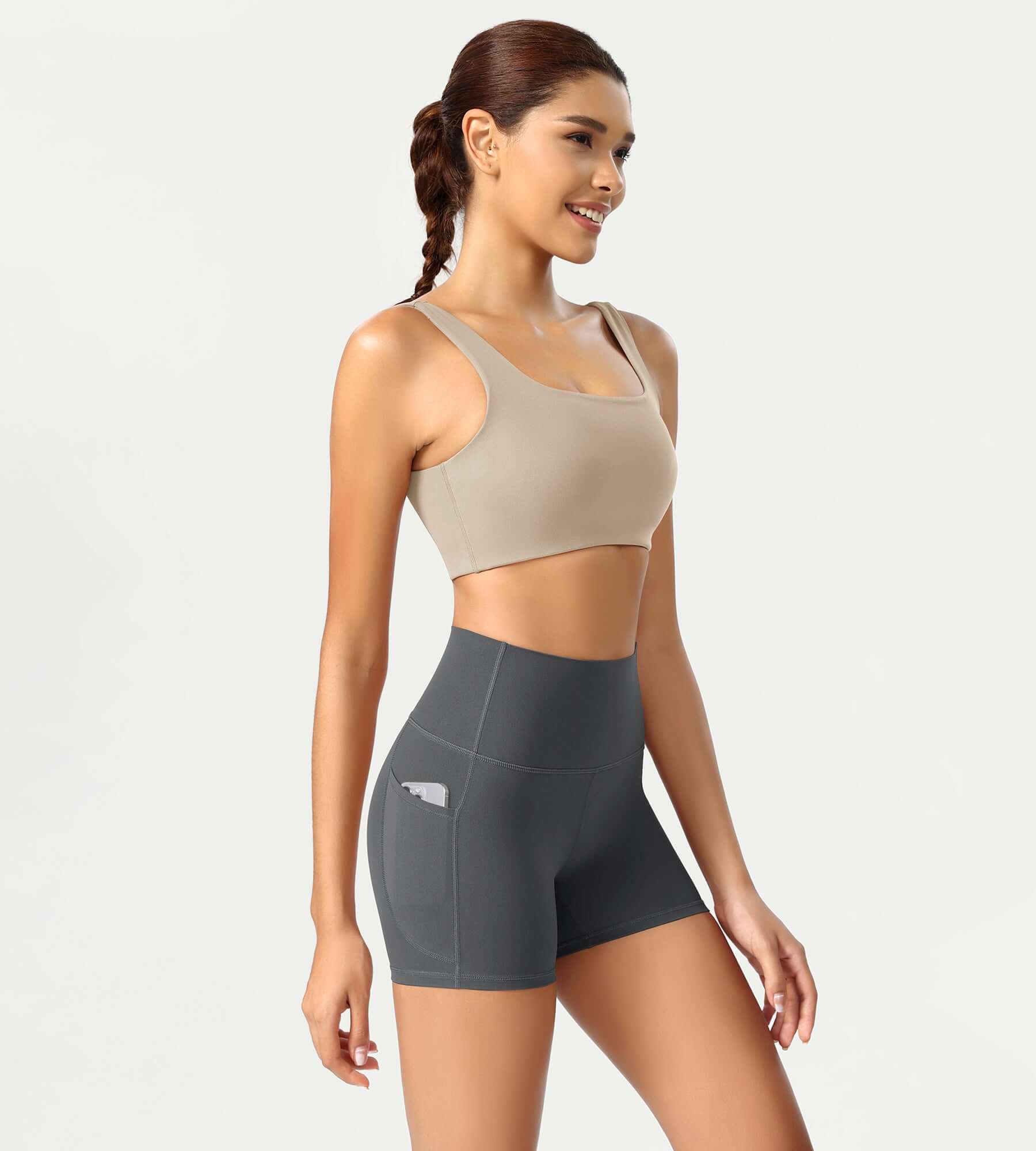 ODCLOUD 4" High Waist Lounge Yoga Shorts Charcoal - ododos