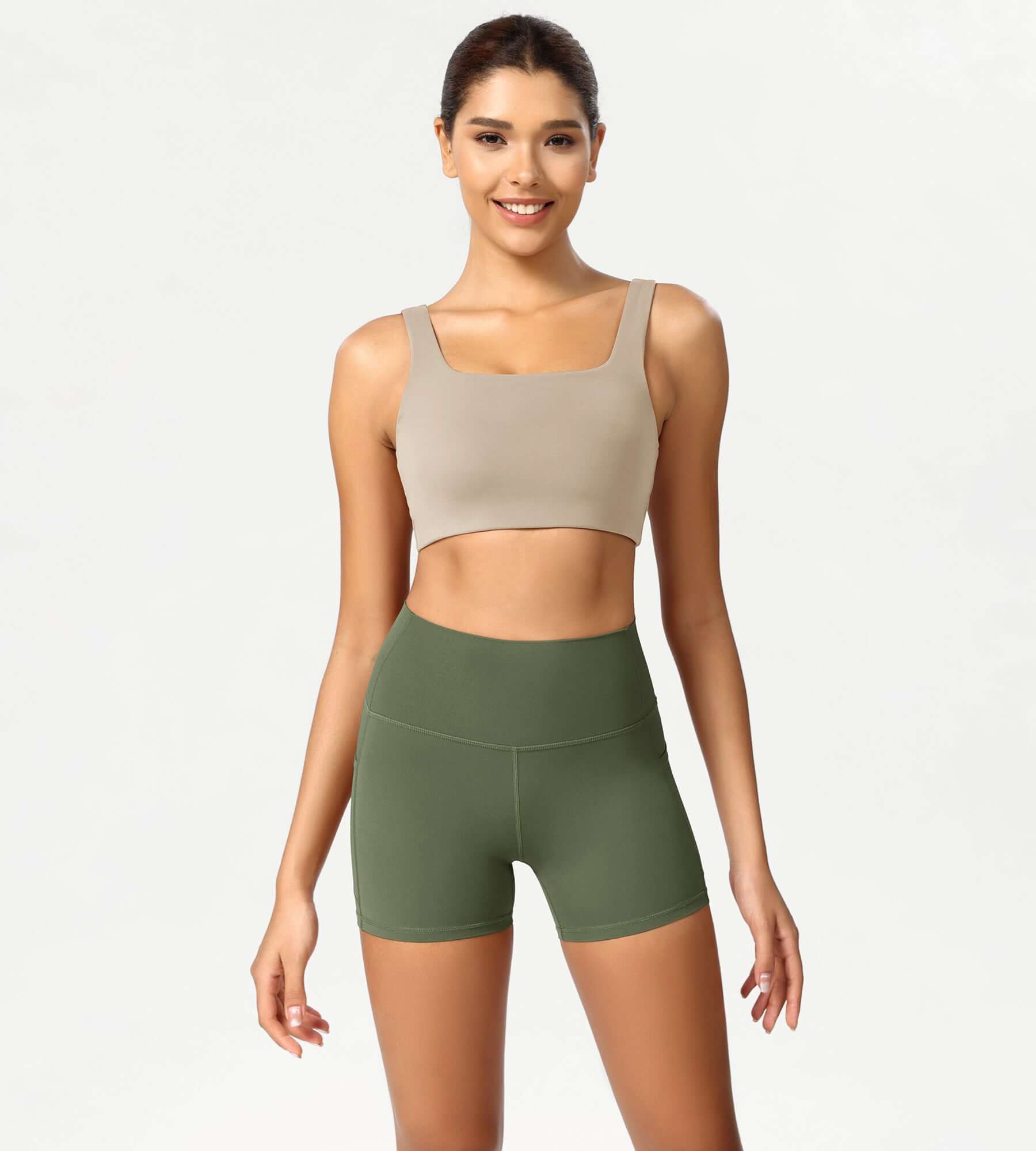 ODCLOUD 4" High Waist Lounge Yoga Shorts Dark Olive - ododos