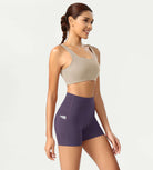 ODCLOUD 4" High Waist Lounge Yoga Shorts Dark Purple - ododos