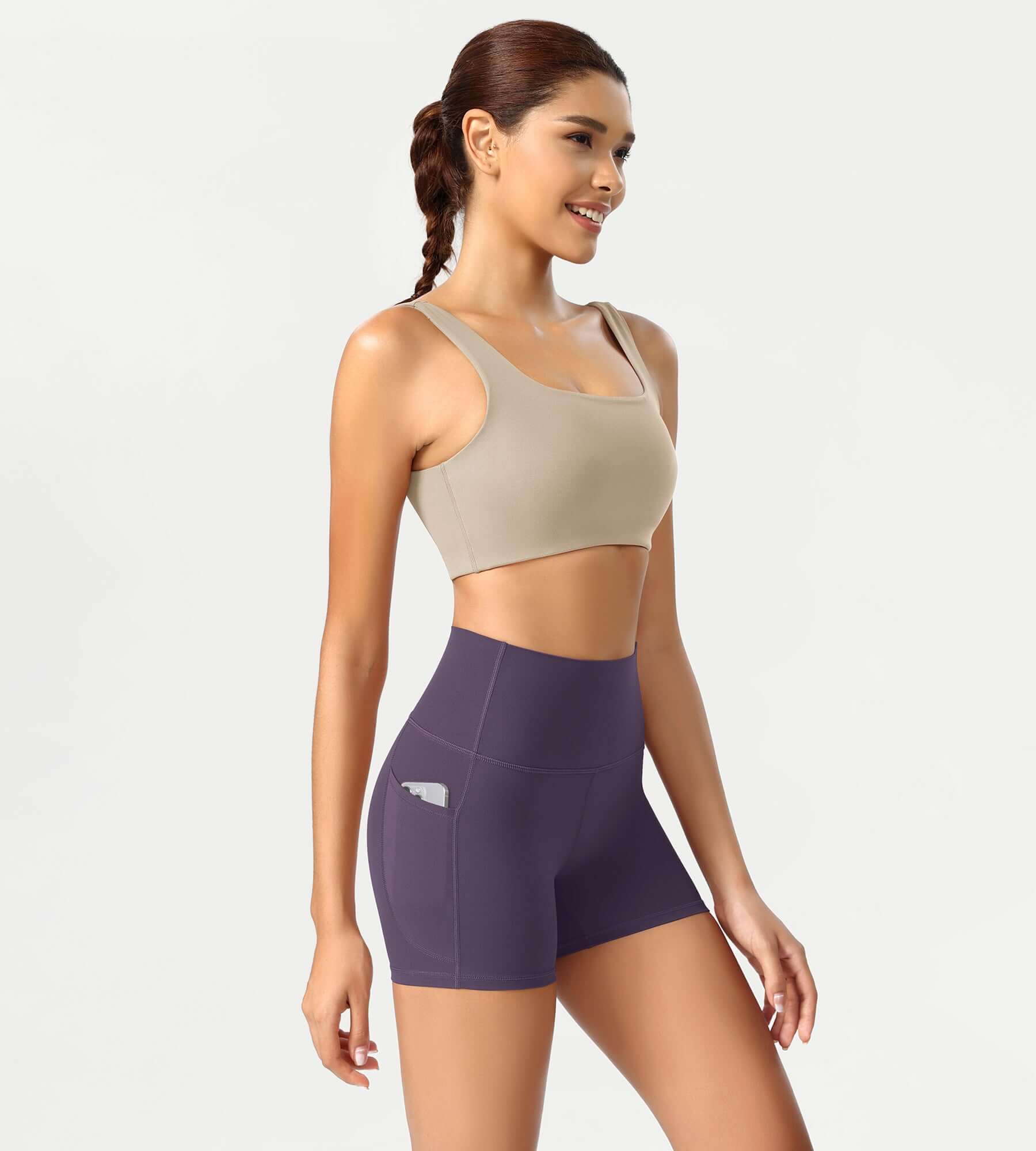 ODCLOUD 4" High Waist Lounge Yoga Shorts Dark Purple - ododos