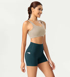 ODCLOUD 4" High Waist Lounge Yoga Shorts Forest Teal - ododos