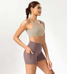 ODCLOUD 4" High Waist Lounge Yoga Shorts Purple Taupe - ododos
