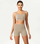 ODCLOUD 4" High Waist Lounge Yoga Shorts Shaker Beige - ododos