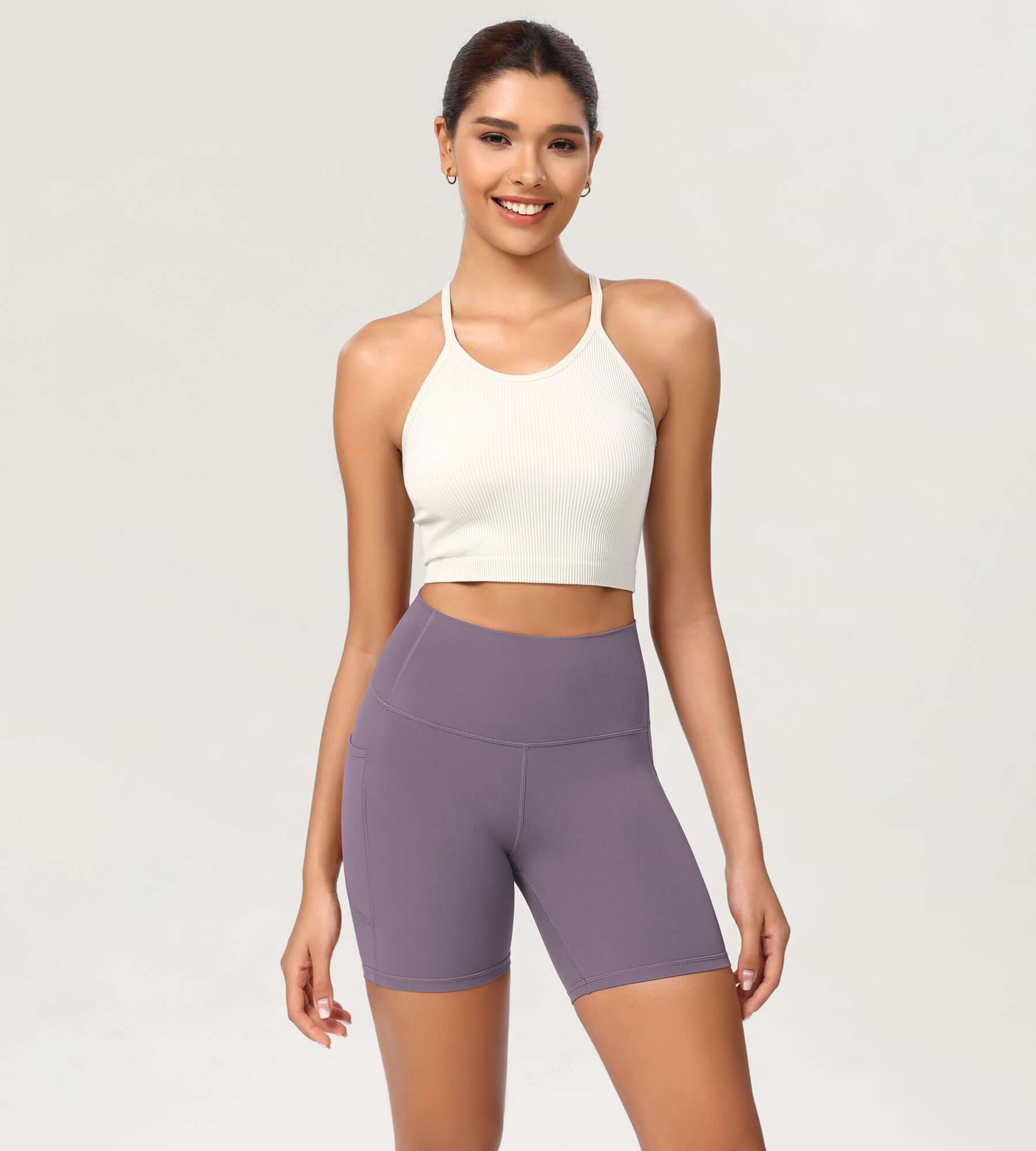 ODCLOUD 6" High Waist Lounge Yoga Shorts Ash Violet - ododos