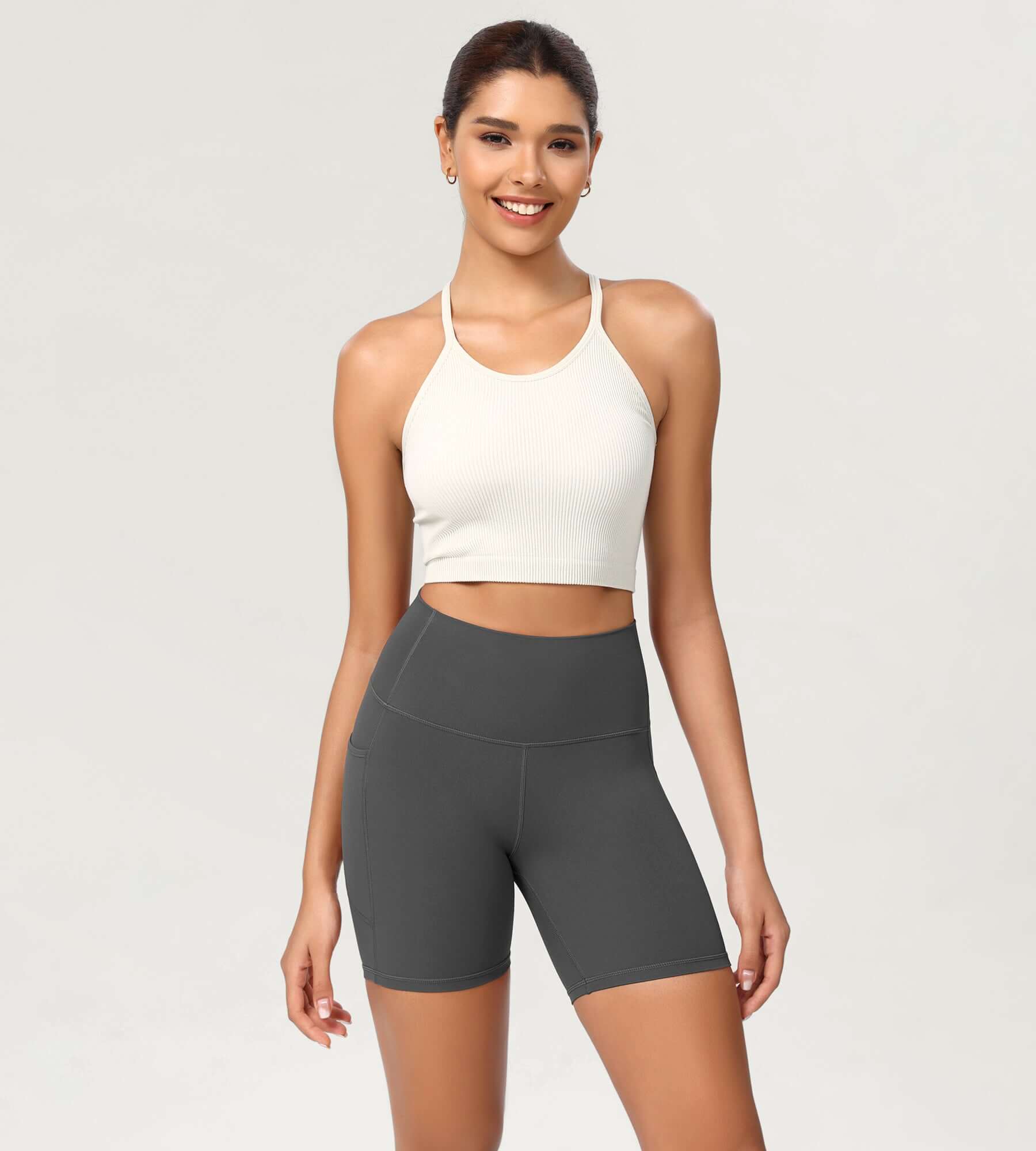 ODCLOUD 6" High Waist Lounge Yoga Shorts Charcoal - ododos