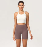 ODCLOUD 6" High Waist Lounge Yoga Shorts Purple Taupe - ododos