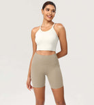 ODCLOUD 6" High Waist Lounge Yoga Shorts Shaker Beige - ododos