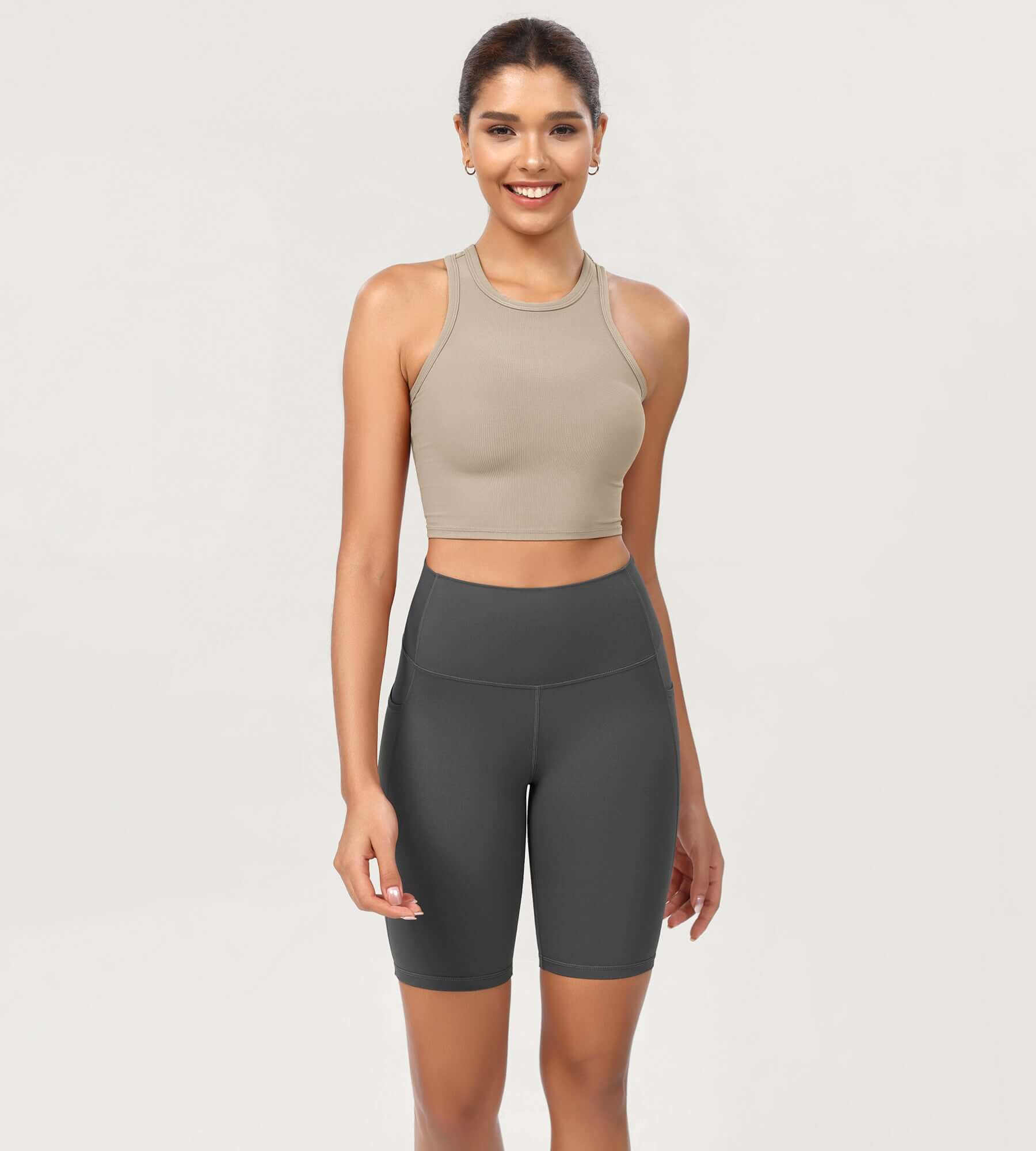 ODCLOUD 8" High Waist Lounge Yoga Shorts Charcoal - ododos