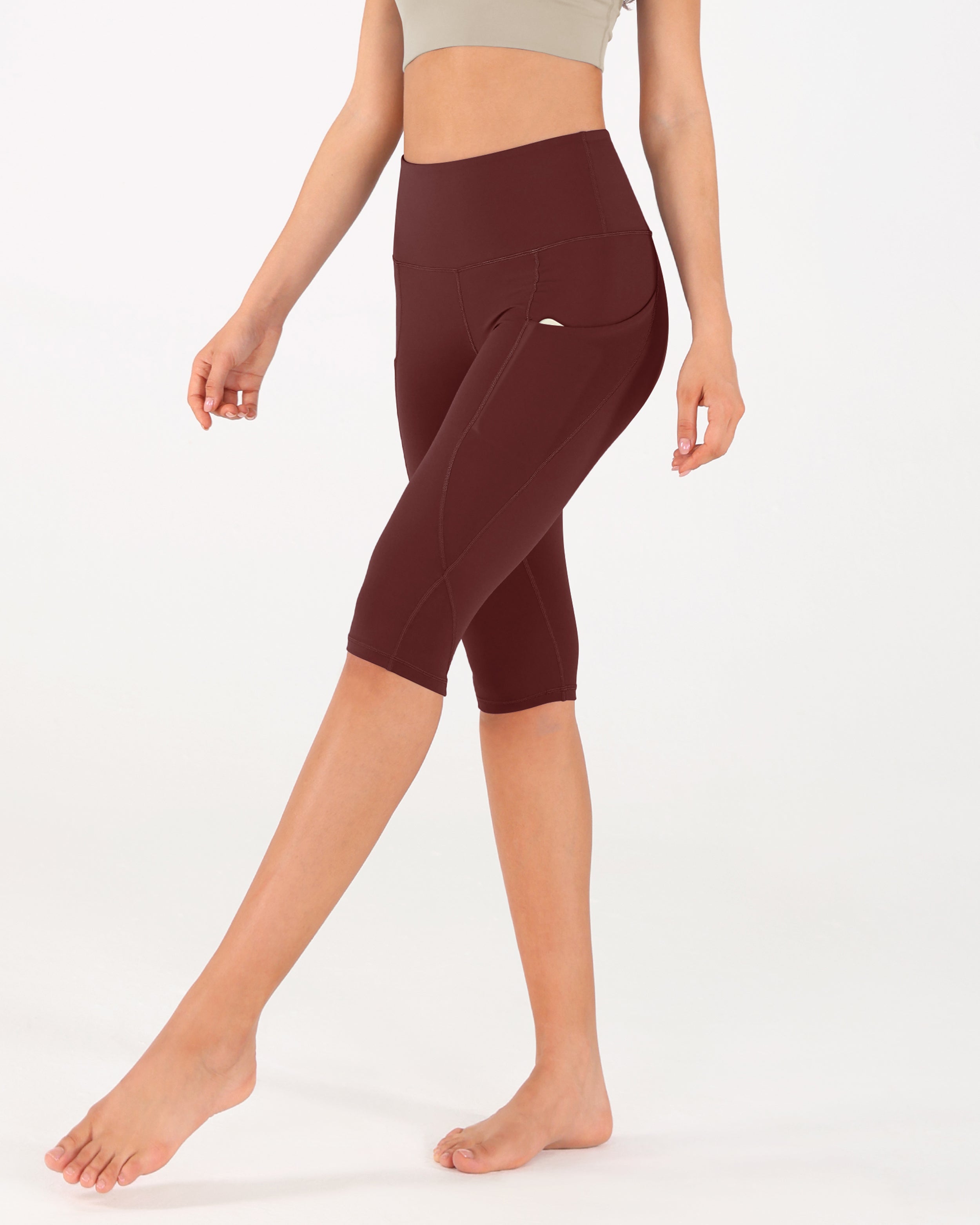 High Waist Knee Length Cropped Leggings - ododos