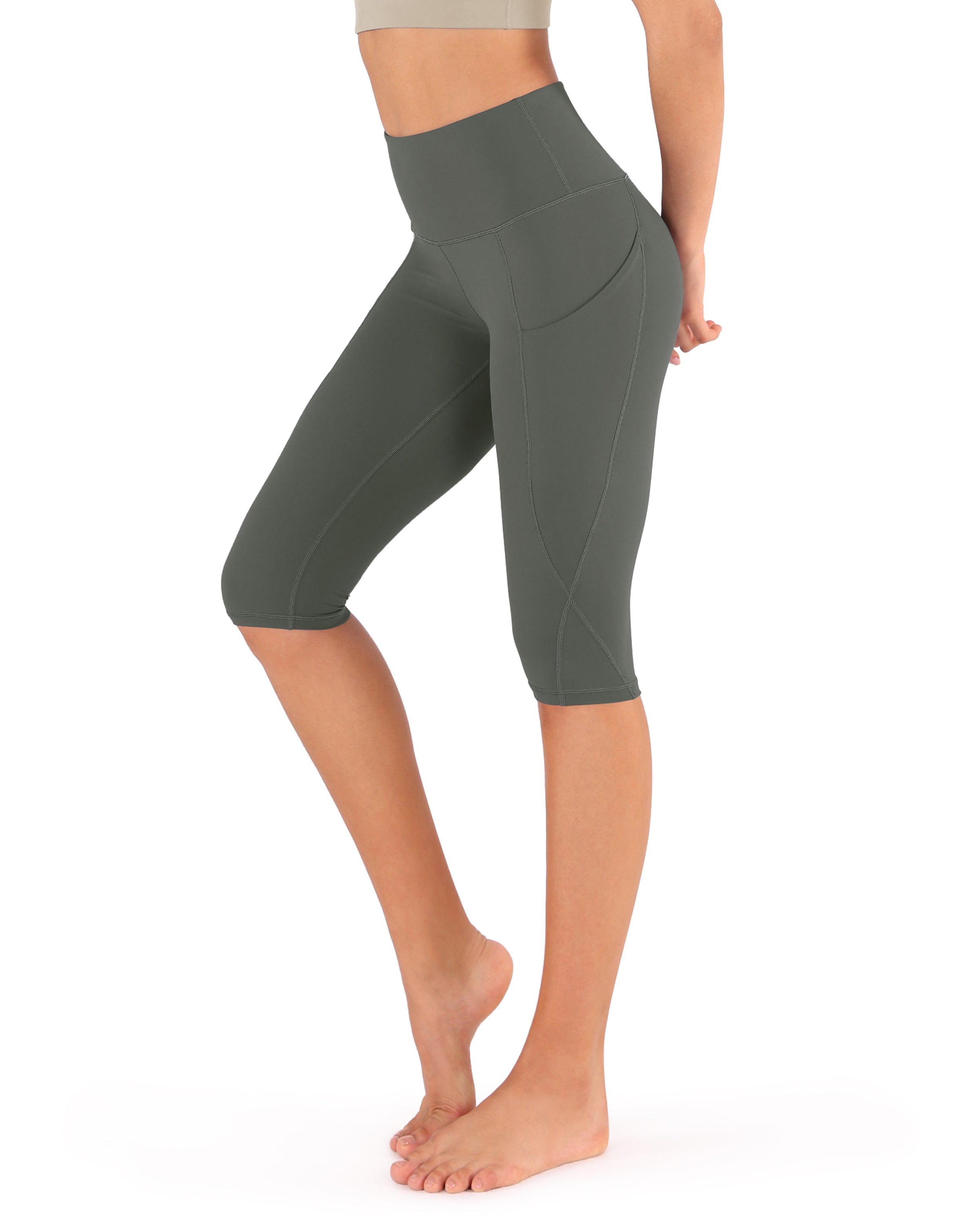 High Waist Knee Length Cropped Leggings - ododos