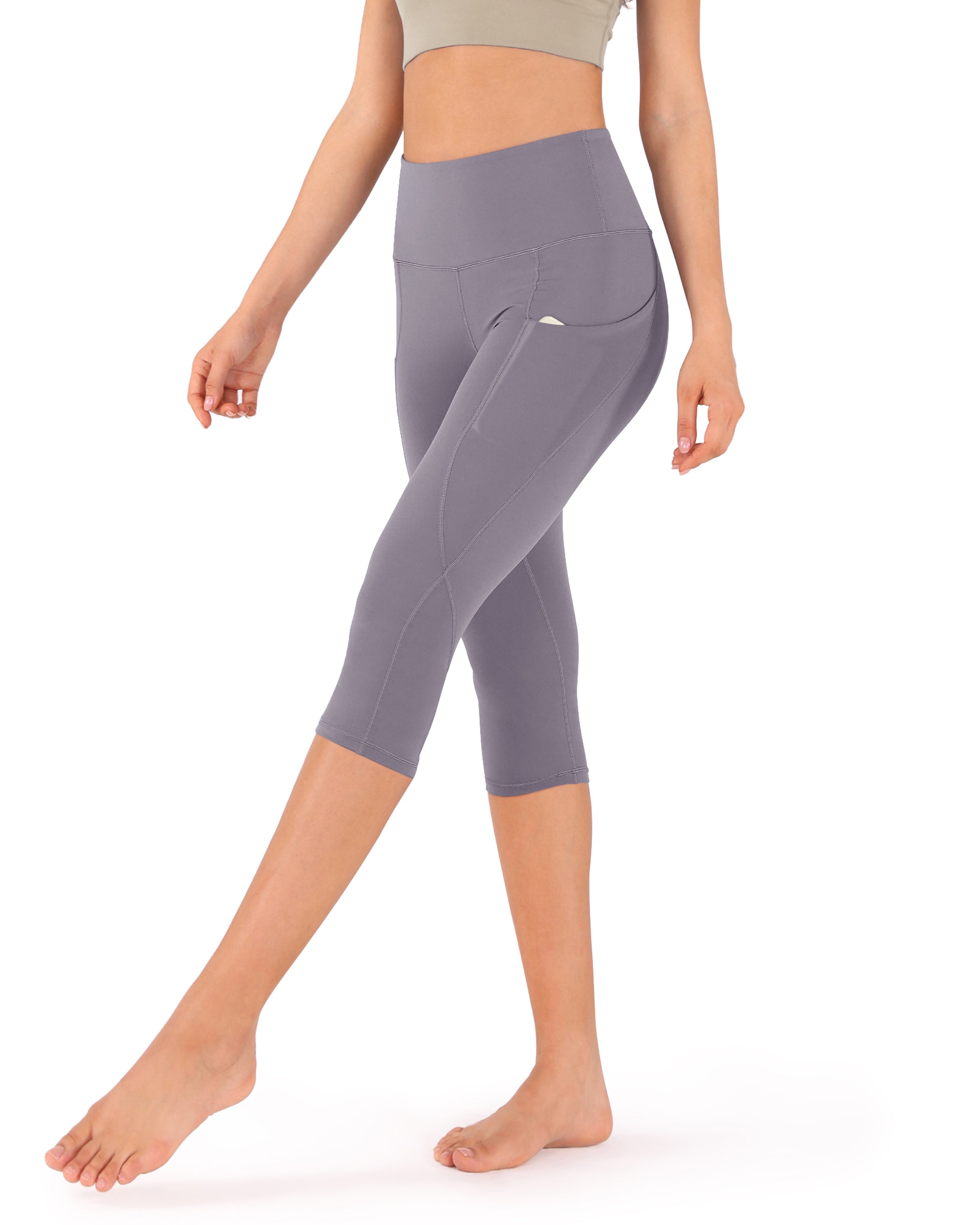 19" High Waist Yoga Capris with Pockets - ododos
