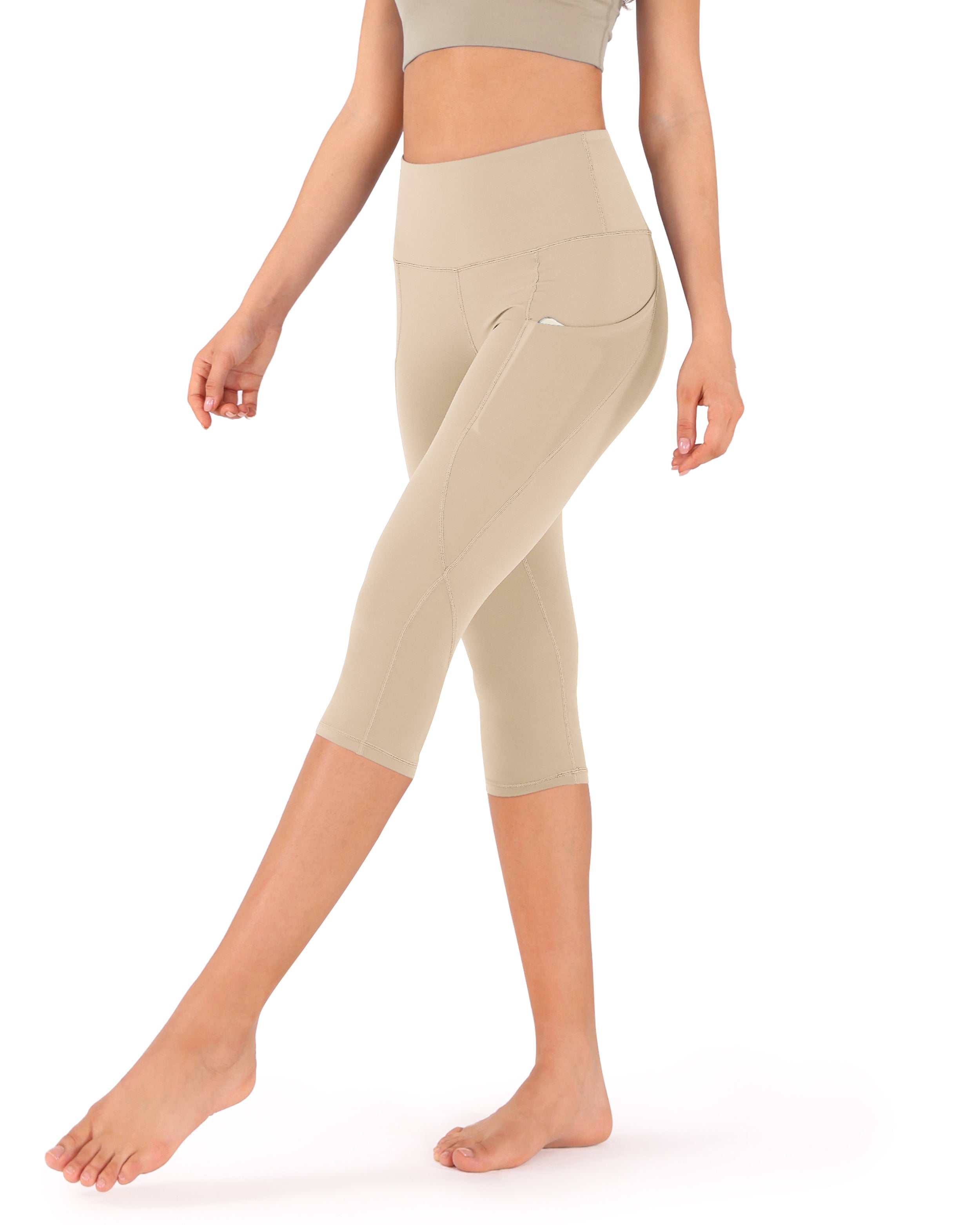 19" High Waist Yoga Capris with Pockets - ododos
